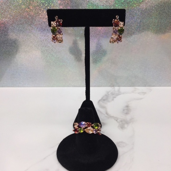 Dainty Rose Gold Tone Earrings and Ring Set - Picture 3 of 7